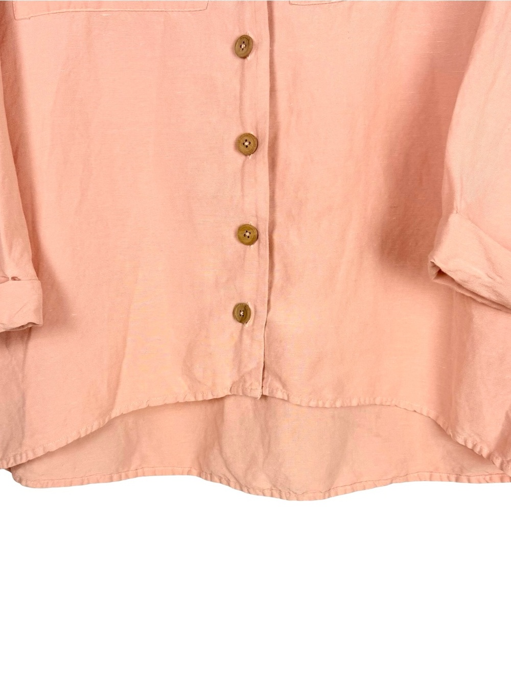 Show Me Your Mumu John Button Down Shirt Pink Linen Blend Oversized Size XS - Picture 4 of 9